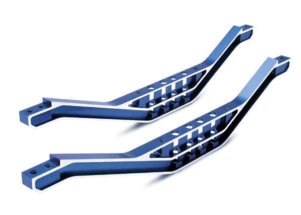 4923X Chassis braces, lower machined 6061-T6 aluminum (blue) (2)/ hardware