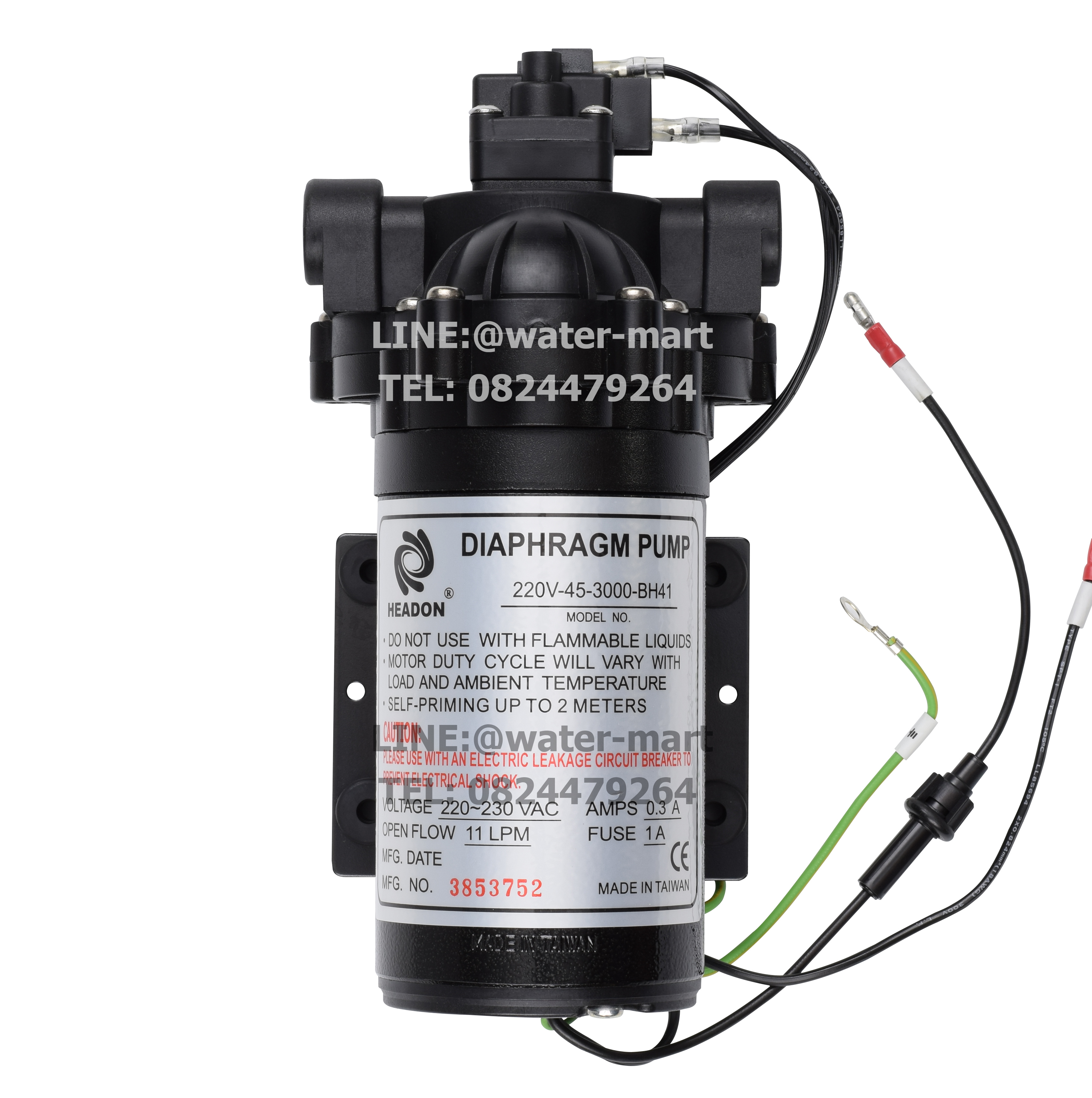 Delivery Pump HEADON 220V, ปั๊มดูดจ่ายน้ำ 11 ลิตรต่อนาที