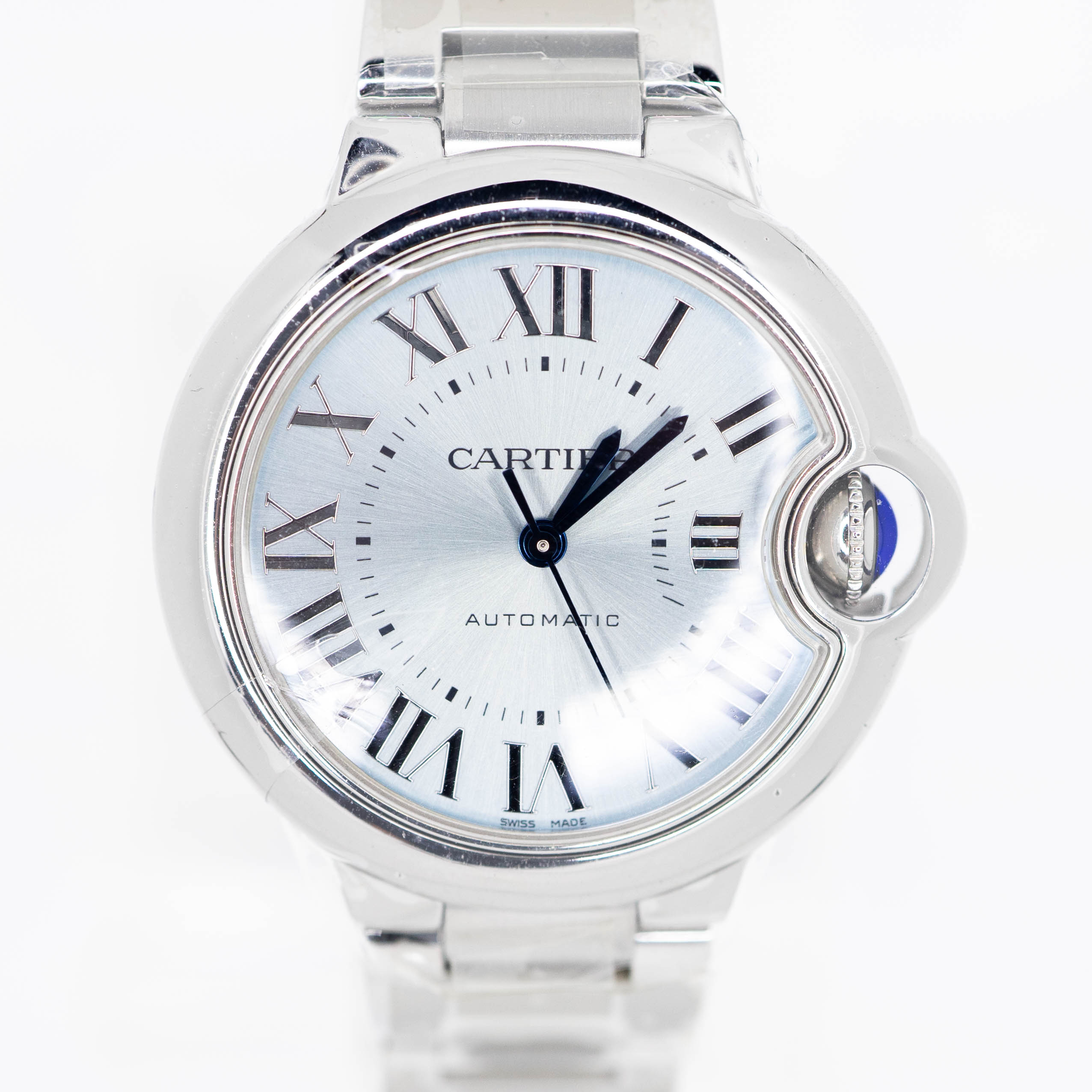 นาฬิกา Cartier Ballon Bleu De Cartier Blue silvered sunray-brushed dial Watch Size 33mm. in Stainless Steel Automatic Movement with Steel Bracelet Ref.WSBB0062 (Used) +กล่องและการ์ดไทย2022