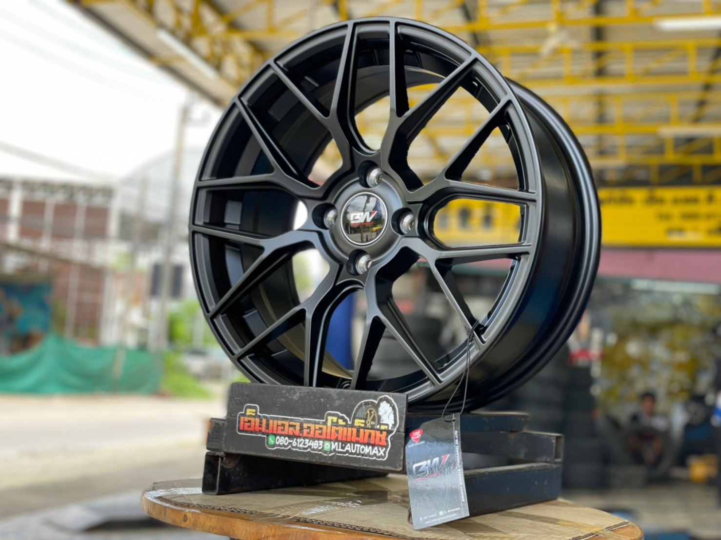 ล้อแม็กซ์ใหม่ขอบ16 BrightWheel กว้าง7 4รู100 ออฟ35 สีดำ ลายเขากวาง