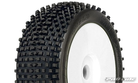 PRO-9014-11 Crime Fighter (M2) 1:8 Dirt Race Tire Mounted on Velocity White Wheels (2-pack)