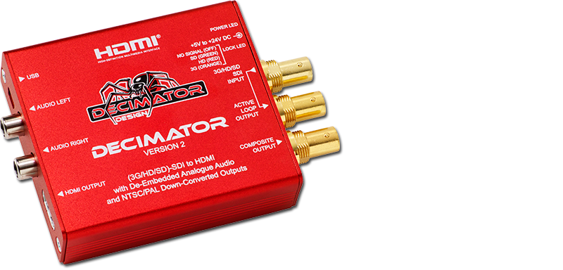 DECIMATOR DECIMATOR 2 Miniature (3G/HD/SD)-SDI to both HDMI and NTSC/PAL