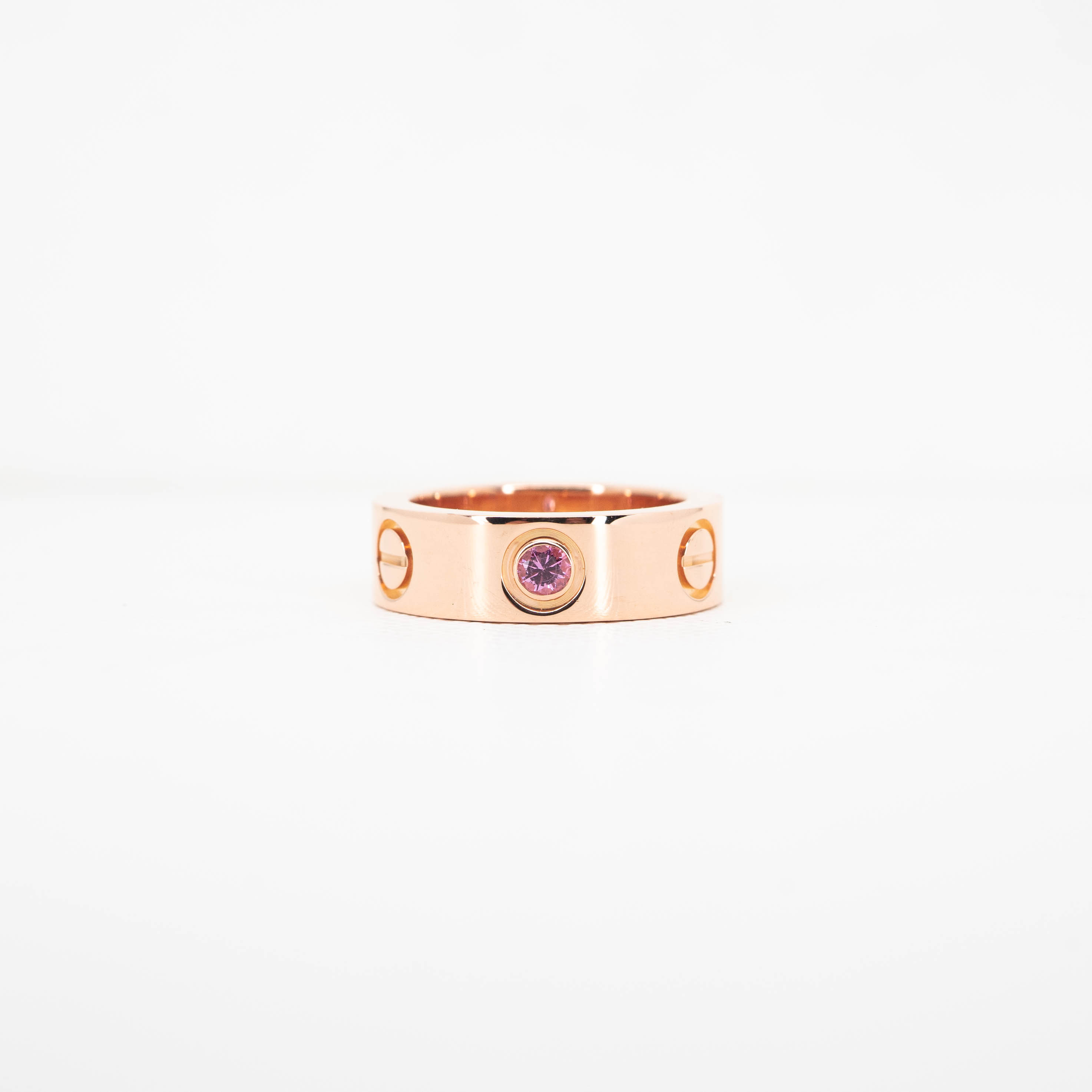 แหวน Cartier Love Pink sapphire ทองชมพู18K ไซส์ 46# (Used)