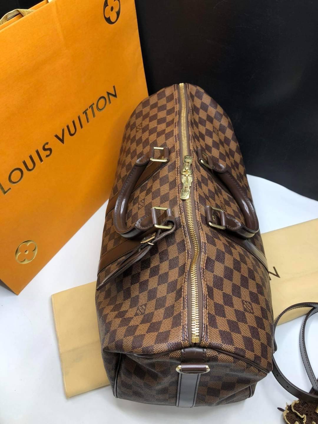กระเป๋าเดินทางแบรนด์เนมแท้มือสอง Louis Vuitton Damier keepall 45 dc12
