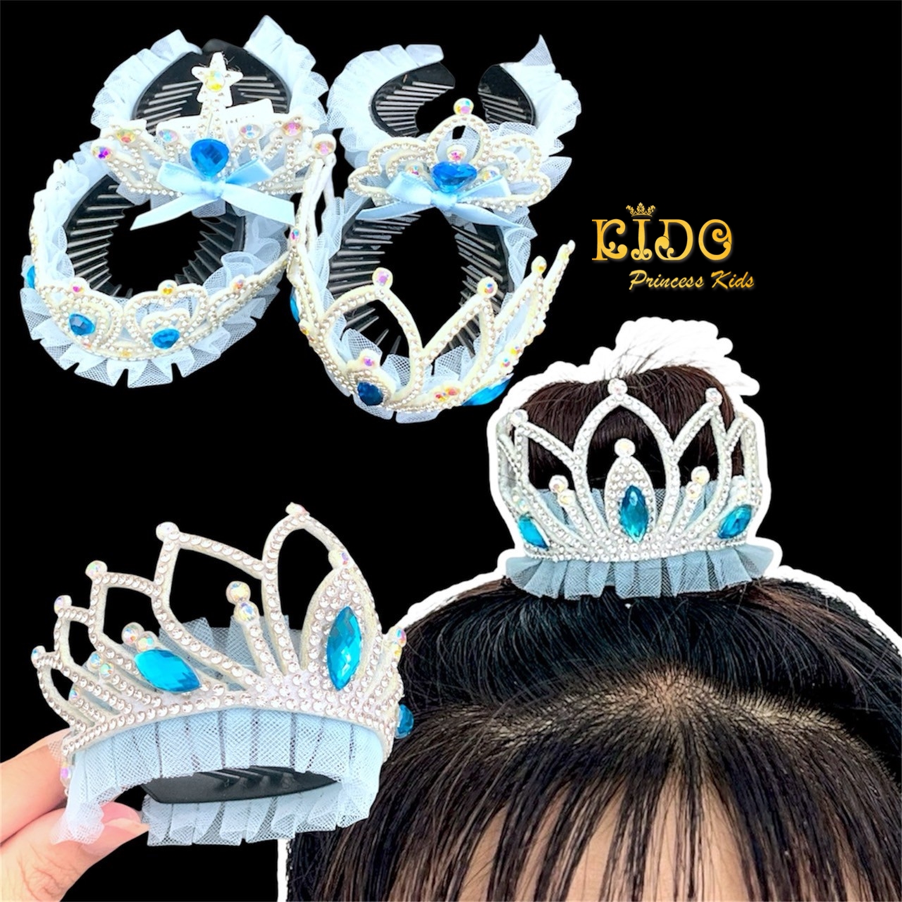 กิ๊บติดผม(หน้าร้านอยู่รัชดา)KF723 สีฟ้า มงกุฎเด็ก ประดับผม