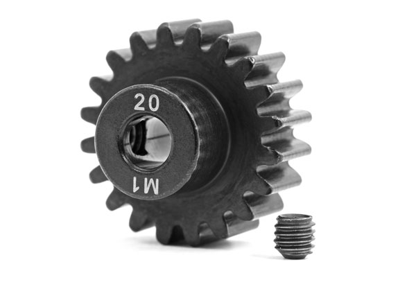 6494R Gear, 20-T pinion (machined, hardened steel) (1.0 metric pitch) (fits 5mm shaft)/ set screw