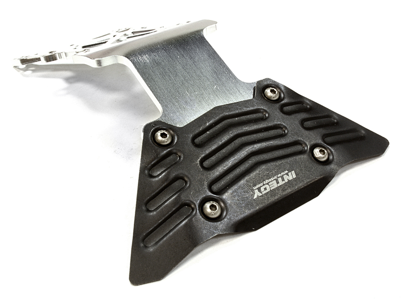INT-C26069SILVER Billet Machined Rear Skid Plate for Traxxas 1/10 Scale E-Maxx Brushless