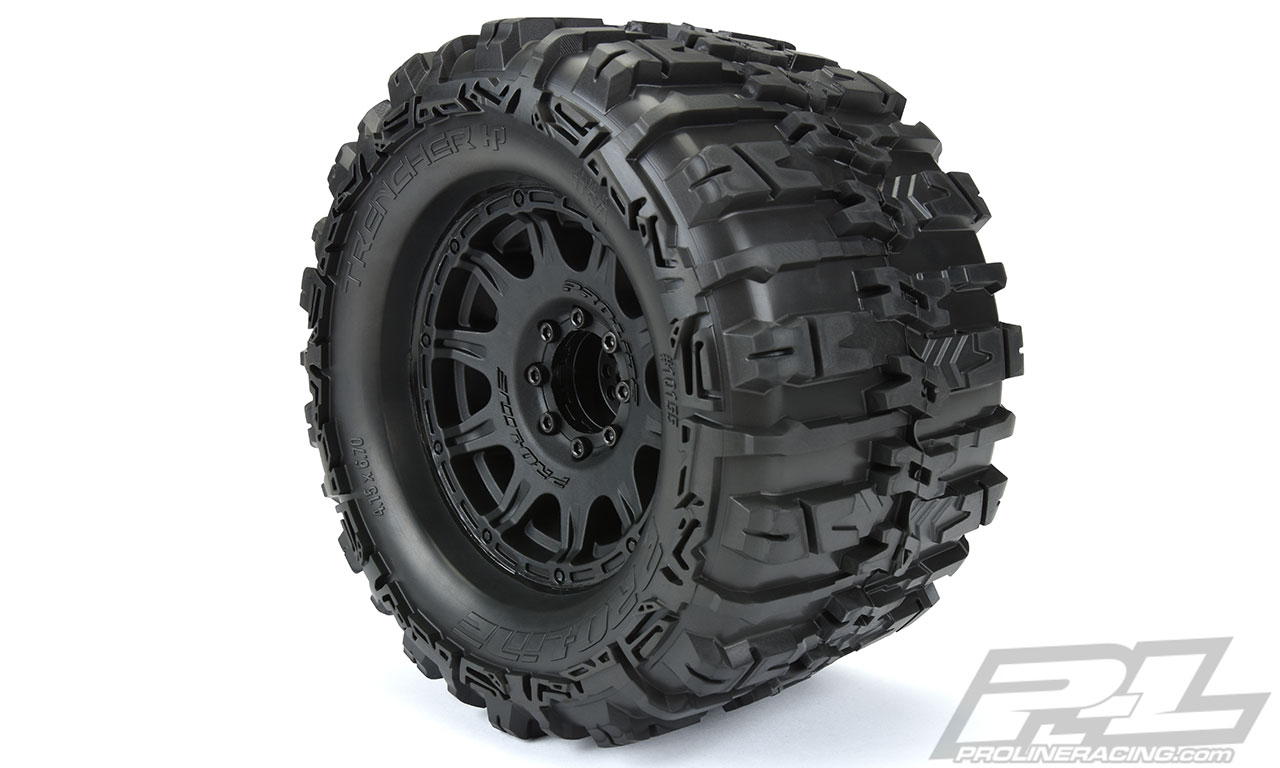 PRO-10155-10 Trencher HP 3.8" All Terrain BELTED Tires Mounted for 17mm MT Front or Rear, Mounted on Raid Black 8x32 Removable Hex 17mm Wheels