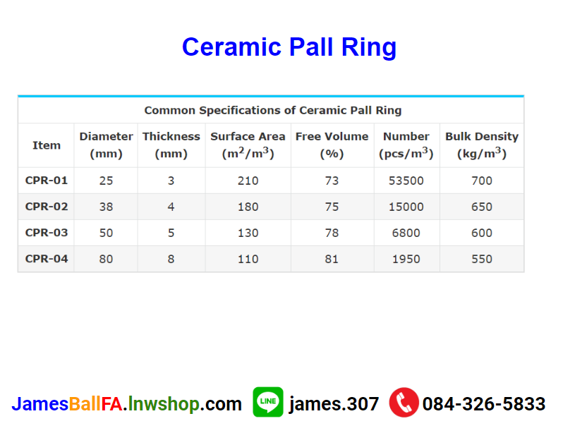 Ceramic Pall Ring แหวนโลหะแหวนพอล