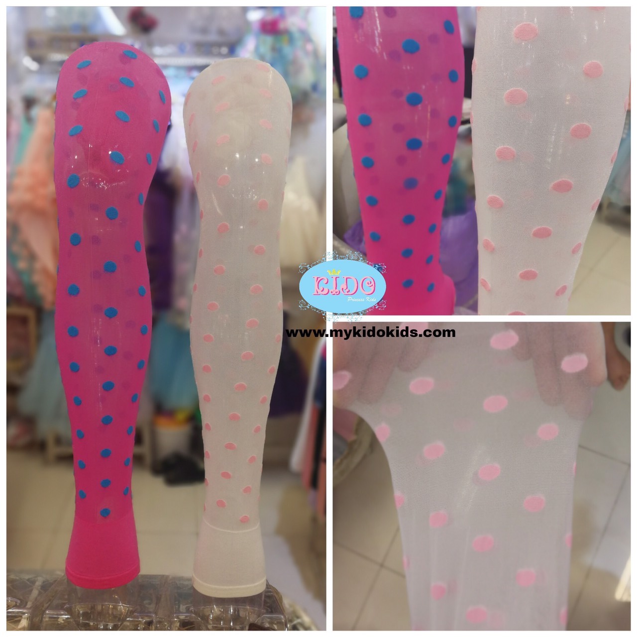 เลกกิ้งเด็ก*มีหน้าร้าน ตรงปก พร้อมส่ง*KZ1228 ลายจุด สีขาวจุดชมพู