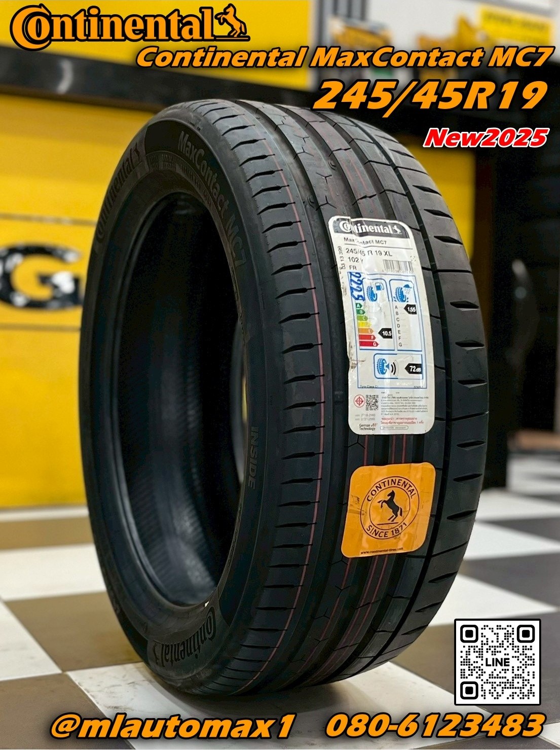Continental MaxContact MC7 245/45R19 ยางใหม่ปี2025 ยางสปอร์ตระดับพรีเมียมจากเยอรมัน ขับมันส์ เงียบ นุ่ม ยึดเกาะมั่นใจทุกโค้ง