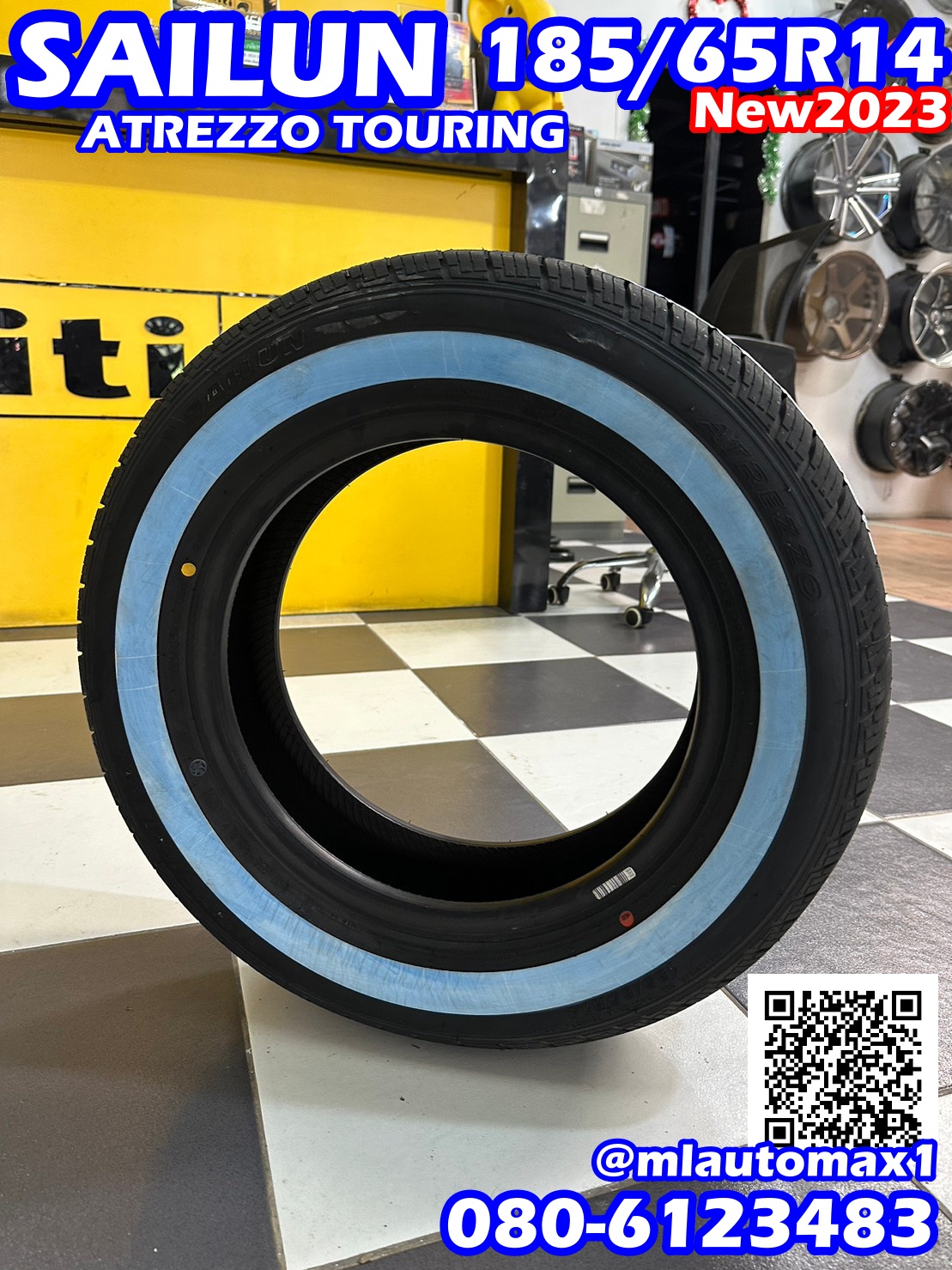 ยางขอบขาวขอบ14 ยางใหม่ SAILUN ATREZZO TOURING 185/65R14 ยางใหม่ปี2023
