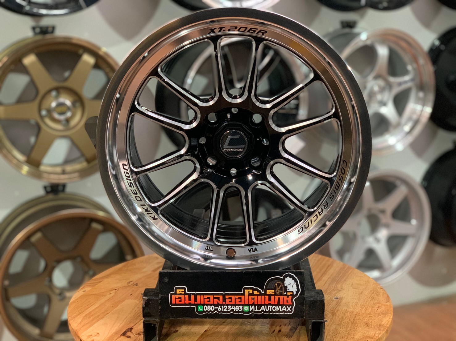 ล้อแม็กใหม่ขอบ15 Cosmis XT206R กว้าง8 4รู100 ออฟ30 CB67.1 สีดำขอบเงาCNC ข้างก้าน
