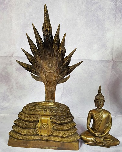 พระบูชาเนื้อทองเหลือง พระนาคปรก หน้าตัก 5 นิ้ว