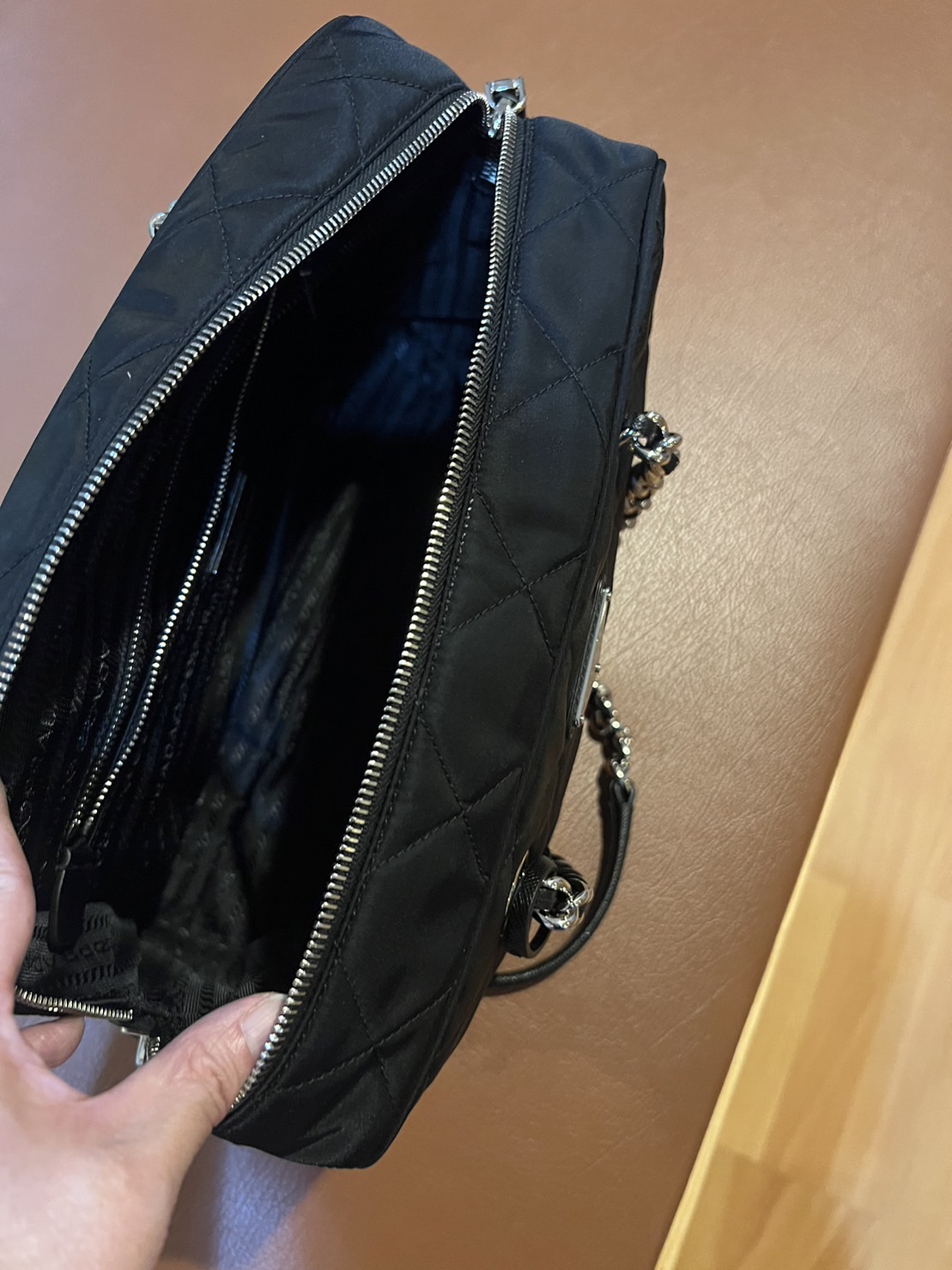 กระเป๋าPRADA Quilted Tessuto Nylon Impuntu Chain Shoulder Bag