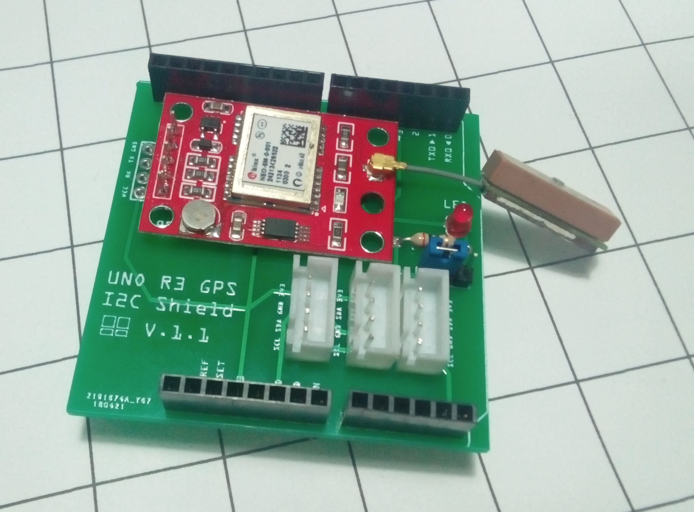 Shield สำหรับ Node ที่ทำด้วย Arduino UNO R3 ให้ใช้กับ GPS M6N และ อุปกรณ์ I2C
