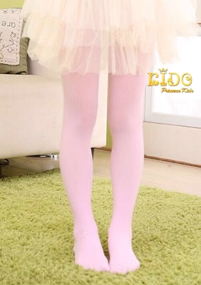 (มีหน้าร้านอยู่รัชดา)L014 ถุงน่องเด็กสีชมพู แบบเรียบผ้าทึบ