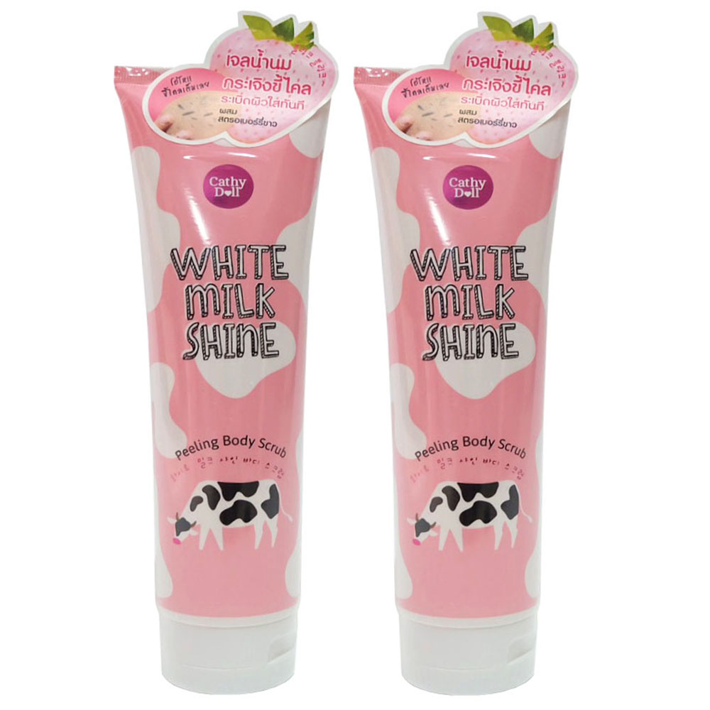 White milk shine peeling body scrub เจลน้ำนมสครับขัดผิว 320ml