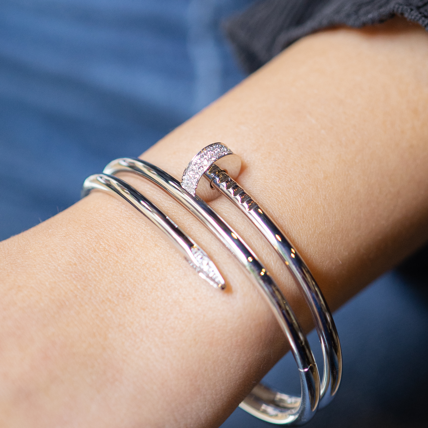 **Sold**กำไล Cartier Juste Un Clou Double Bracelet, Pave ทองขาว18K ไซส์16 (Used) +กล่องและการ์ด2021Shopไทย