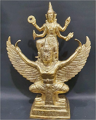 พระนารายณ์ทรงครุฑ เนื้อทองเหลือง สูง 13 นิ้ว