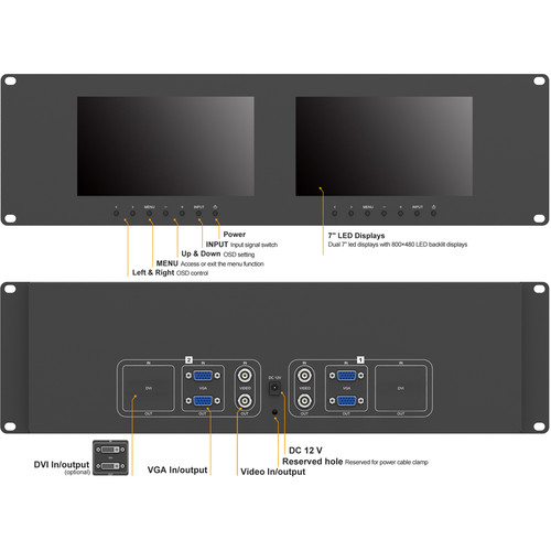 จำหน่าย Lilliput RM-7024-VD Dual 7 นิ้ว Rackmount Monitors