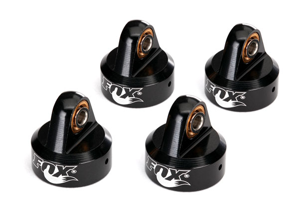 8456 Shock caps, aluminum (black-anodized), Fox® Shocks (4)