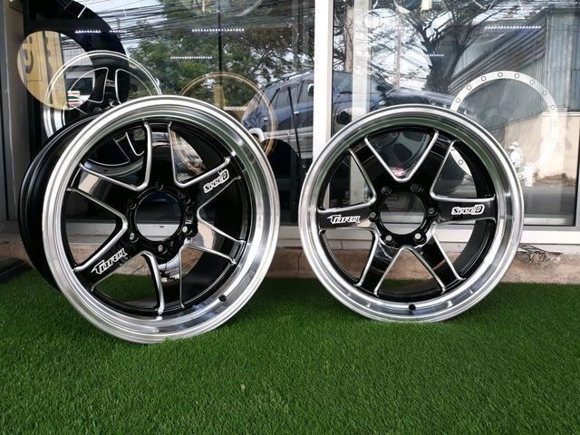 แม็กใหม่ D1Rขอบ18 กว้าง9.5/10.5 ออฟ25 ขนาด6รู139 สีดำขอบเงา งานLenso