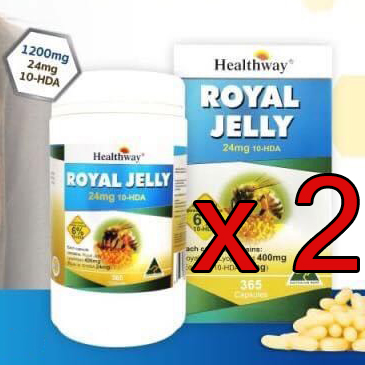 อาหารเสริมนมผึ้ง Healthway Royal Jelly Premium 1,200 mg. 365 แคปซูล 2 กระปุก
