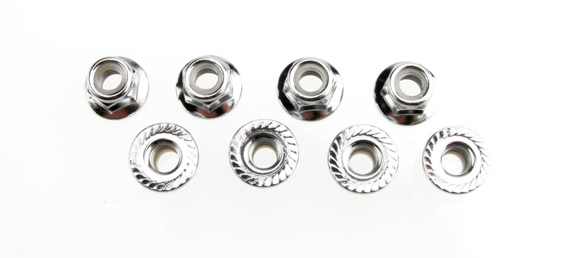 5147X Nuts, 5mm flanged nylon locking (steel, serrated) (8)