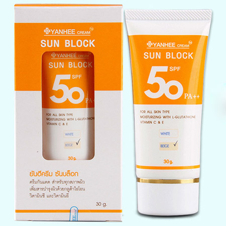 ยันฮีครีม ซันบล็อก SPF 50 PA++ / สีเบจ ครีมกันแดด พร้อมบำรุงผิวหน้า