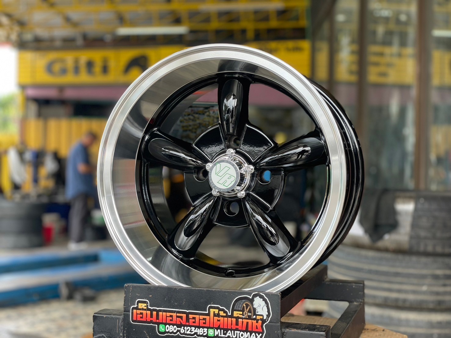 ล้อแม็กใหม่ขอบ13 ลายล้อกล้วย #MGW #MF-5134 13x7 ET-7 4x100 #สีดำขอบเงา