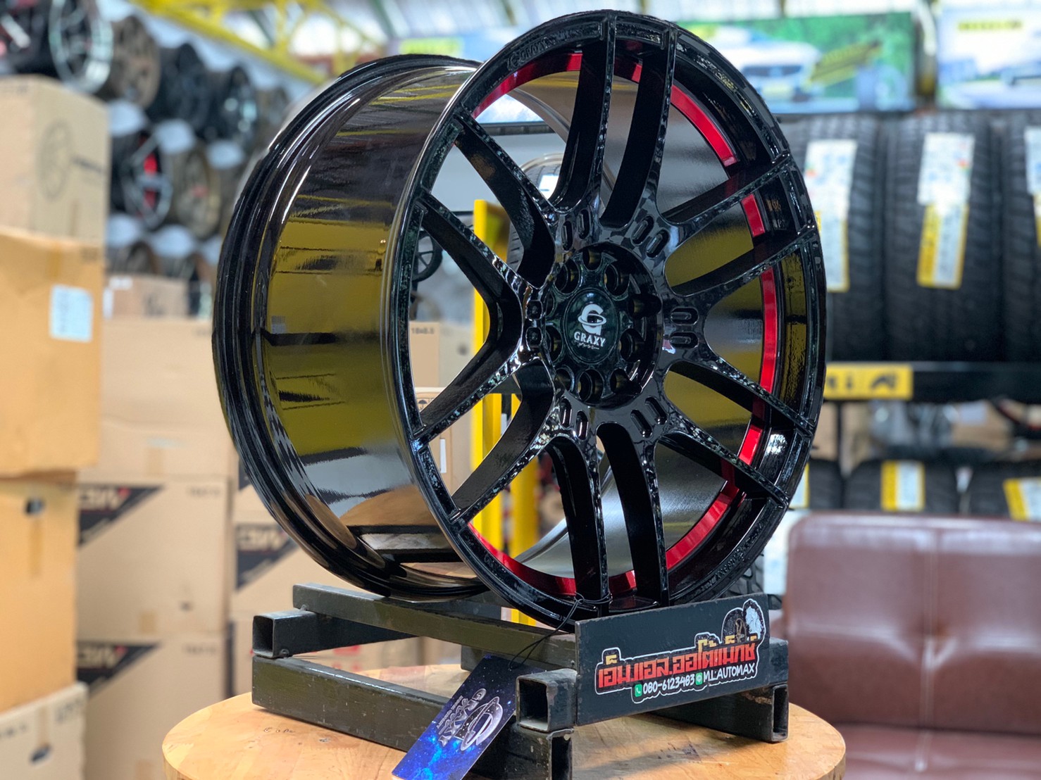 ล้อแม็กใหม่ขอบ18 งานHOF RacingWheel 5รู100 5รู114 กว้าง8.5สีดำขอบกลึงแดง