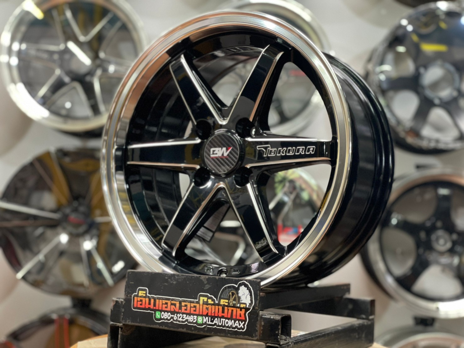 ล้อแม็กซ์ขอบ15 Brightwheels BW-54 ขอบ15 กว้าง7 ออฟ35 4รู100 สีดำขอบเงา(LP/B)