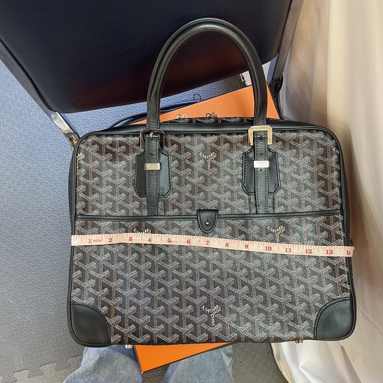 กระเป๋าใส่เอกสาร Goyard Black Goyardine Canvas and Leather Ambassade PM Briefcase มือสอง