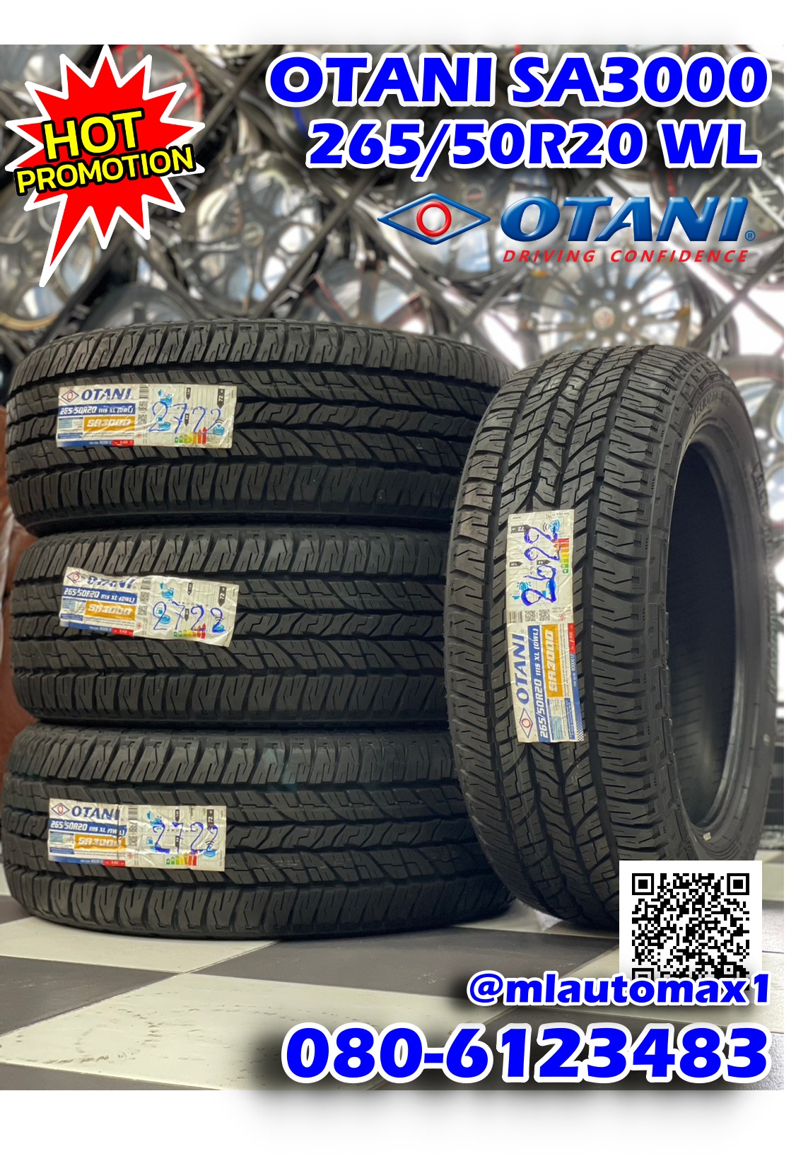 OTANI_SA3000 265/50R20 ยางตัวหนังสือสีขาว (4เส้น) ราคาโปรโมชั่นพิเศษโทรสอบถามได้ค่ะ