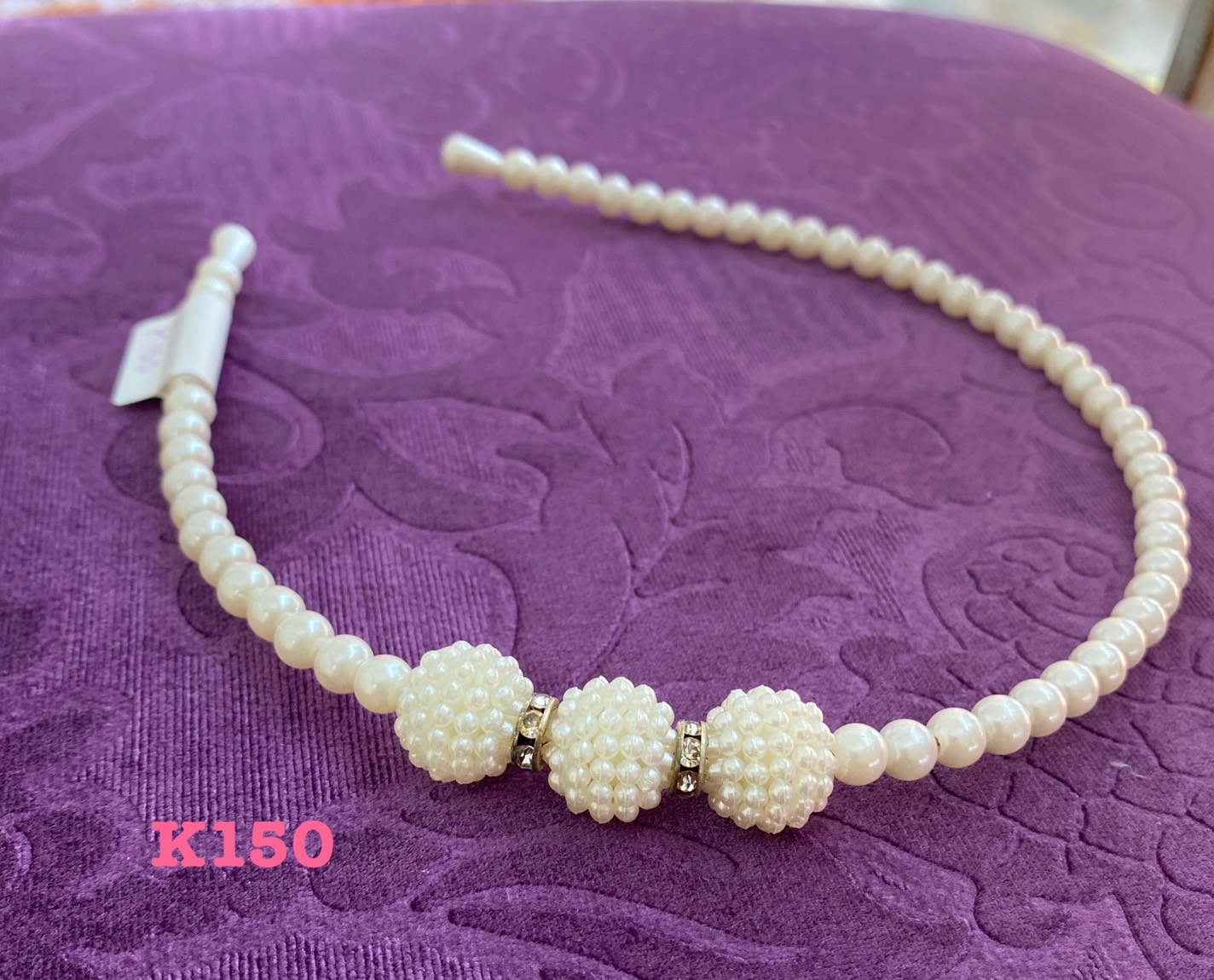 ที่คาดผมเด็ก(หน้าร้านอยู่รัชดา)C150 คาดผมมุกติดเพชร น่ารัก เดินแบบออกงาน