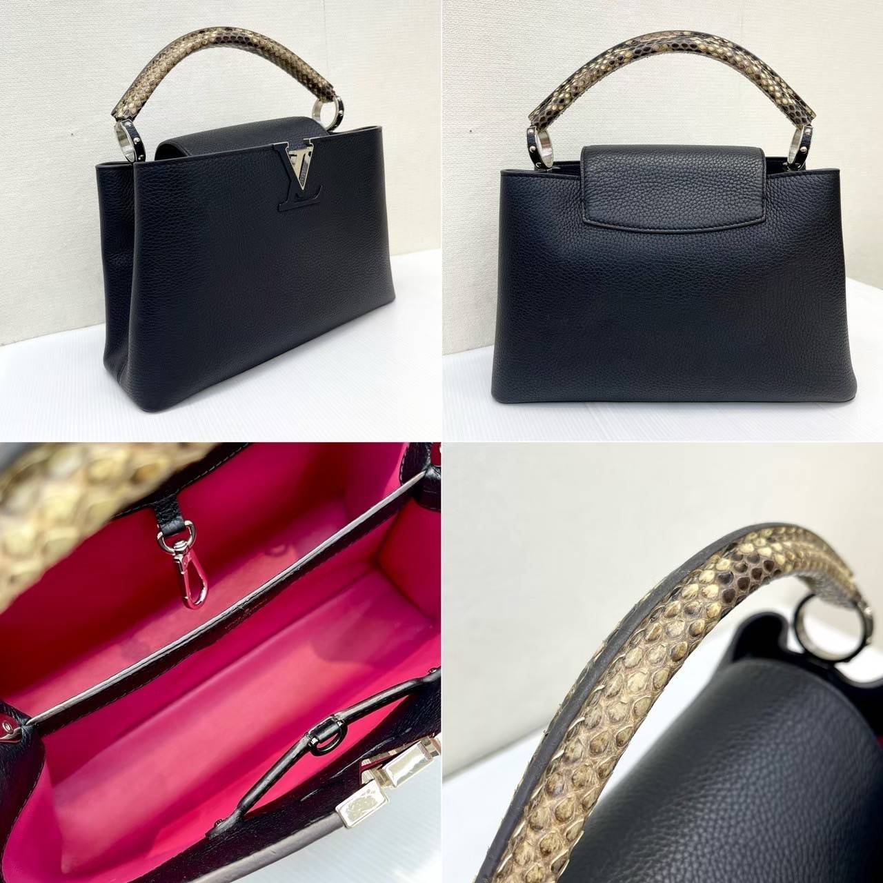 กระเป๋าถือLV Capuchins MM Noir Python