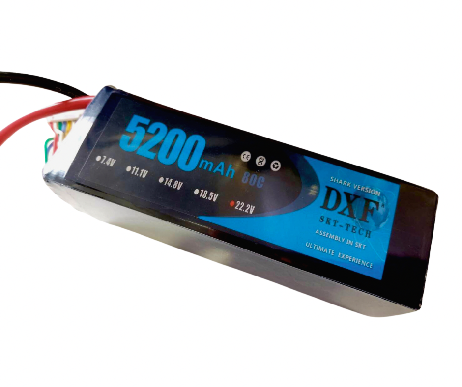 6s 5200mAh 80c DXF DXF 5200mAh. 22.2V 6S 80C Battery (ต้องซื้อปลั๊กTRXเพิ่ม)