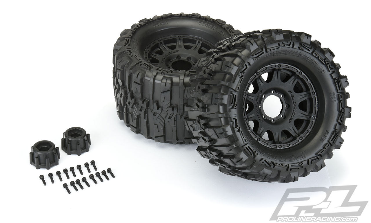 PRO-10155-10 Trencher HP 3.8" All Terrain BELTED Tires Mounted for 17mm MT Front or Rear, Mounted on Raid Black 8x32 Removable Hex 17mm Wheels