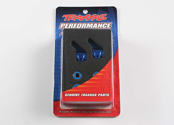 3636A Steering blocks, Rustler/Stampede/Bandit (2), 6061-T6 aluminum (blue-anodized)/ 5x11mm ball bearings (4)