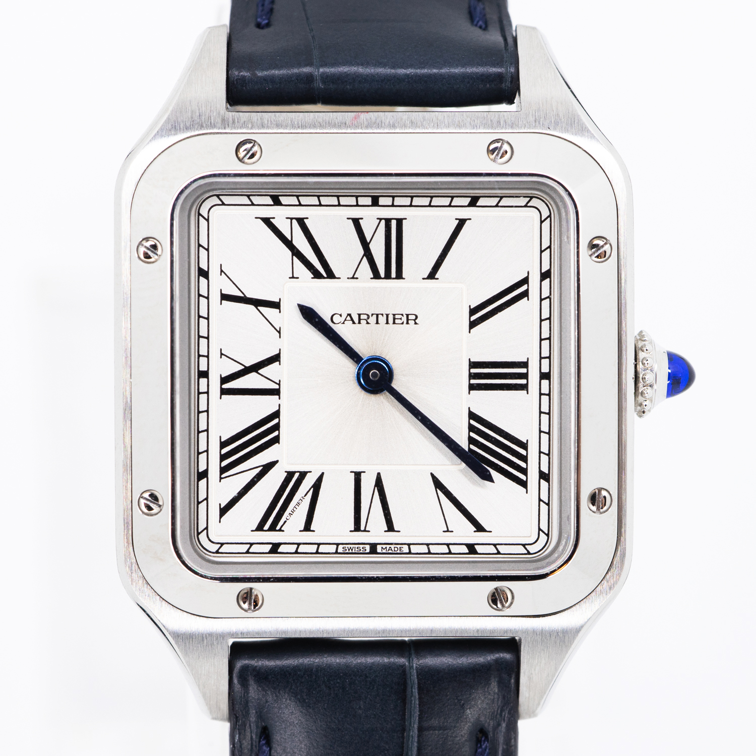 นาฬิกา Cartier Santos-Dumont watch small model High Autonomy Quartz Movement with Navy Blue Alligator Leather Strap (Used) +กล่องและการ์ดไทย2022