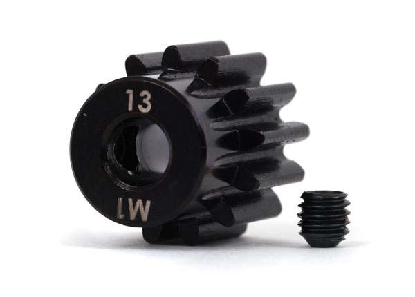 6483X Gear, 13-T pinion (machined, hardened steel) (1.0 metric pitch) (fits 5mm shaft)/ set screw