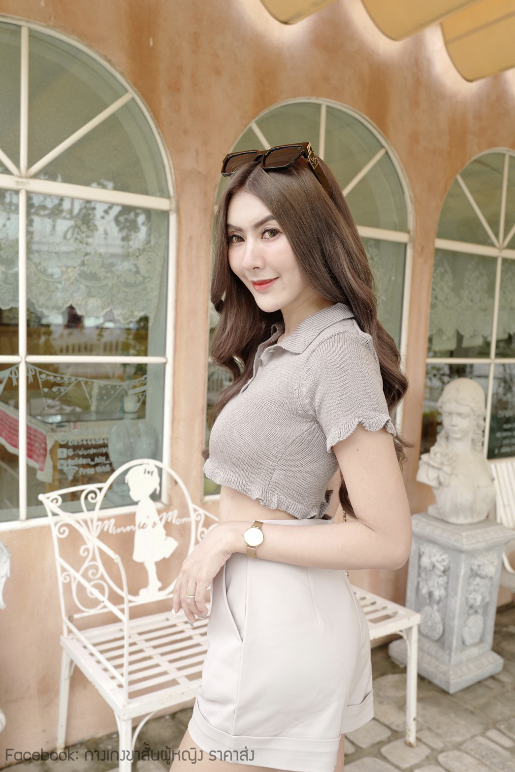 กางเกงขาสั้นเอวสูง ซิปหน้า ตะขอหน้า ปลายขาพับ ผ้าดับเบิ้ล สวยมาก เก็บพุงอย่างเนียน สาว ๆ ใส่แล้วทรงสวย น่ารัก