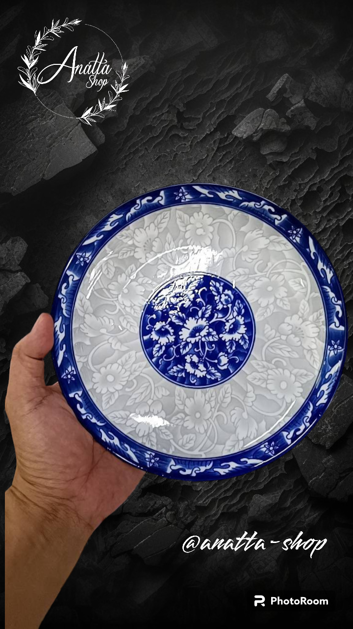 จาน ชาม ถ้วย ลายครามน้ำเงิน