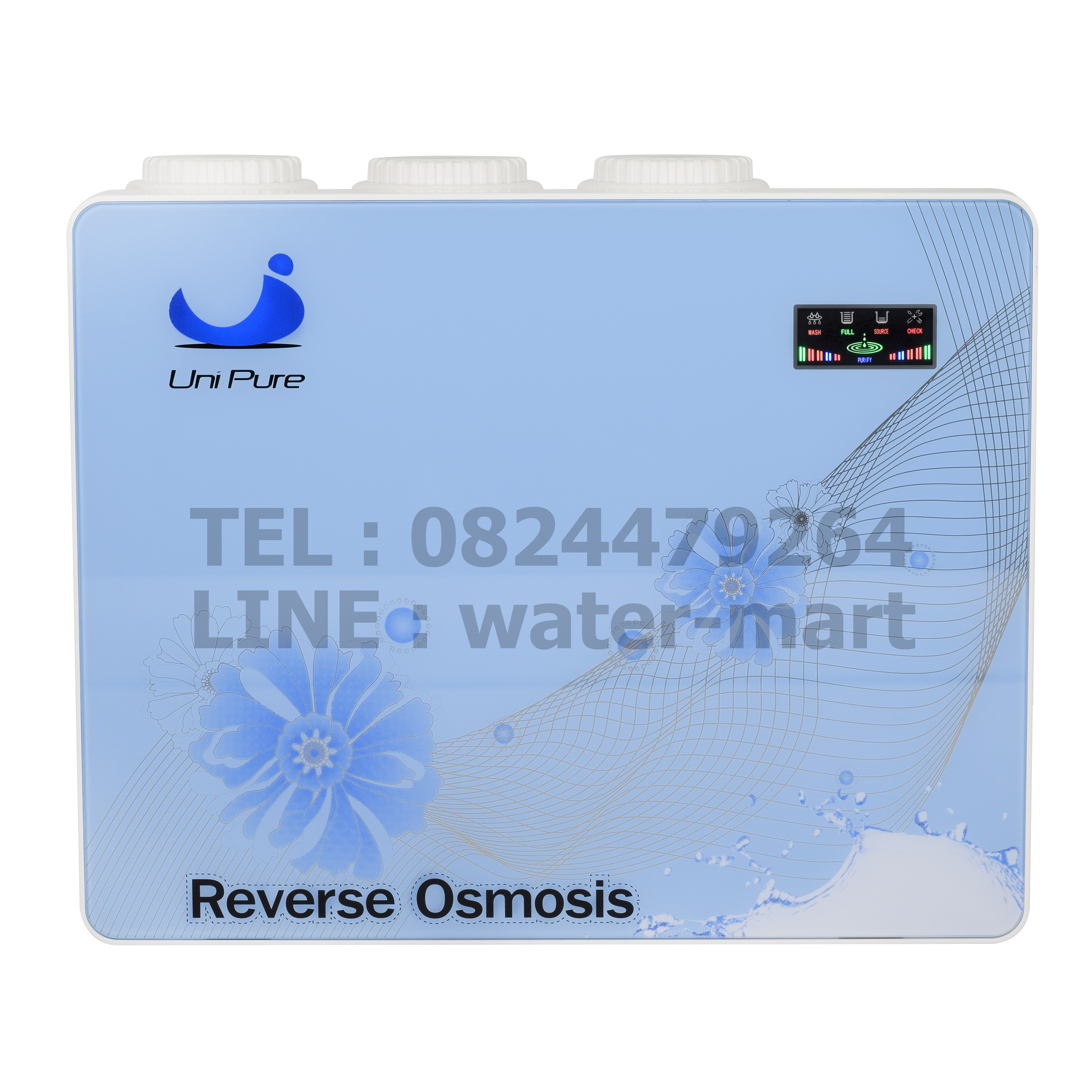 เครื่องกรองน้ำ Uni pure ระบบ RO 150 GPD รุ่นกล่องสีฟ้า ผลิตน้ำ 600 ลิตรต่อวัน