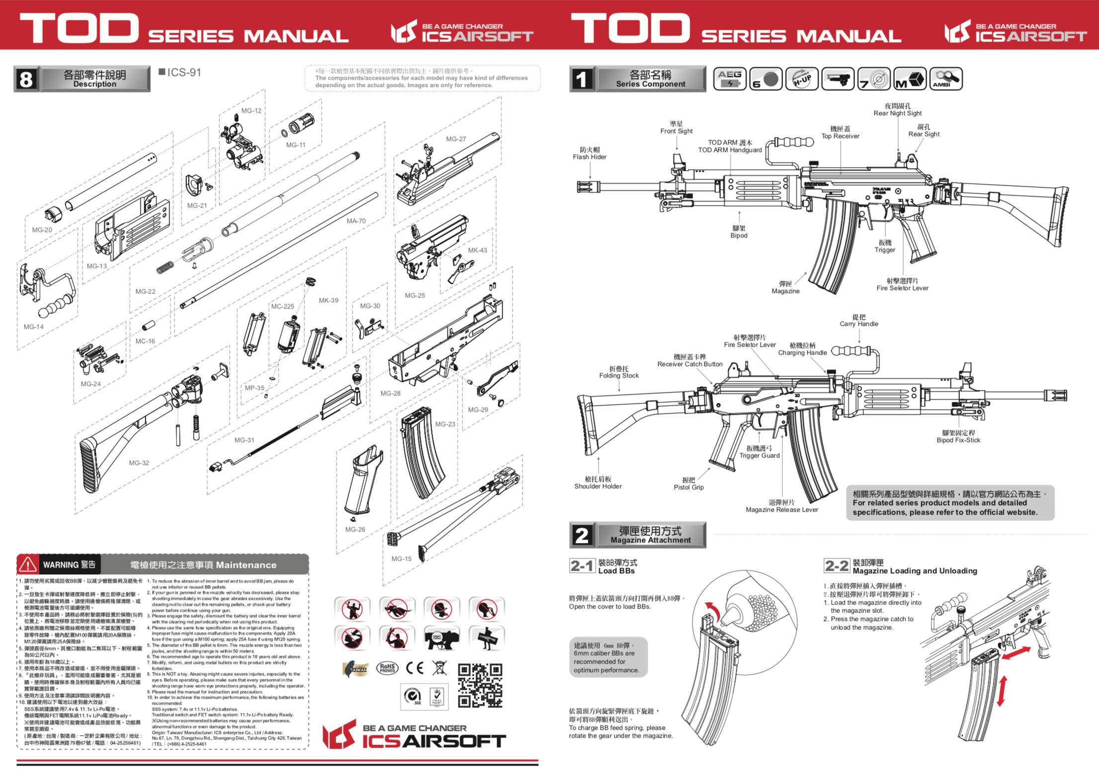 ICS-91 TOD ARM FOLDING STOCK
