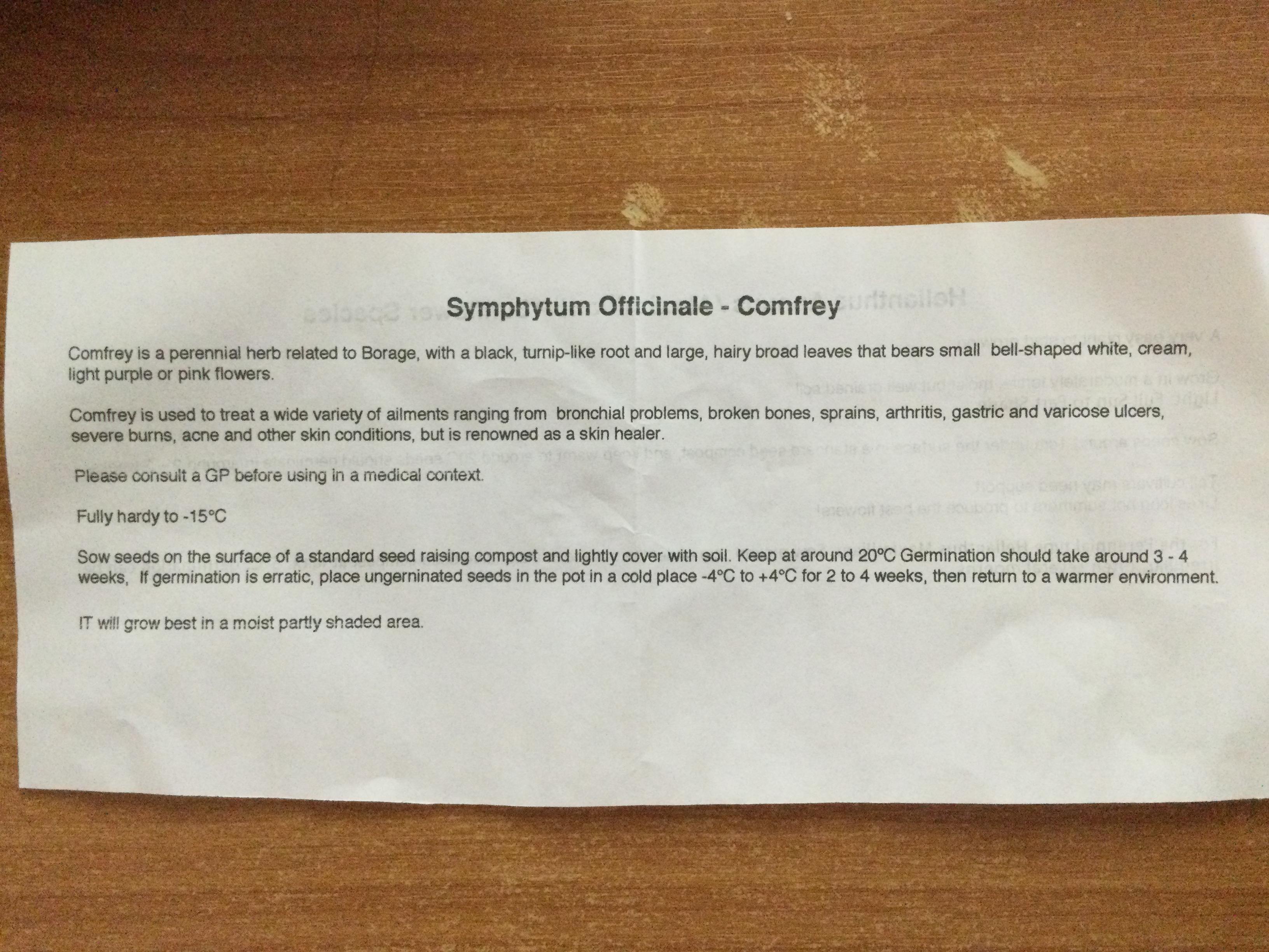 คอมเฟรย์ พืชสมุนไพร (Comfrey / Symphytum Officinale) / 25 เม็ด (UK)*