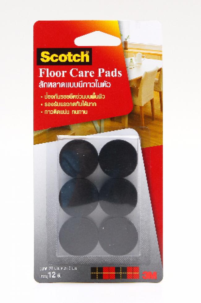 Scotch® Floor Care Circle Black 28MM (12 PCS/CARD) สก๊อตซ์® สักหลาดรองขาโต๊ะ แบบมีกาวในตัว ขนาด 28 มม. สีดำ (ทรงกลม)