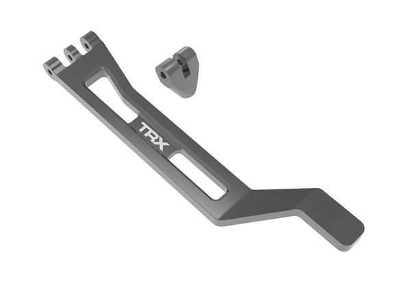 10726-GRAY Battery hold-down, hold-down post (dark titanium-anodized 6061-T6 aluminum)/ 3x15mm BCS (with threadlock) (1)