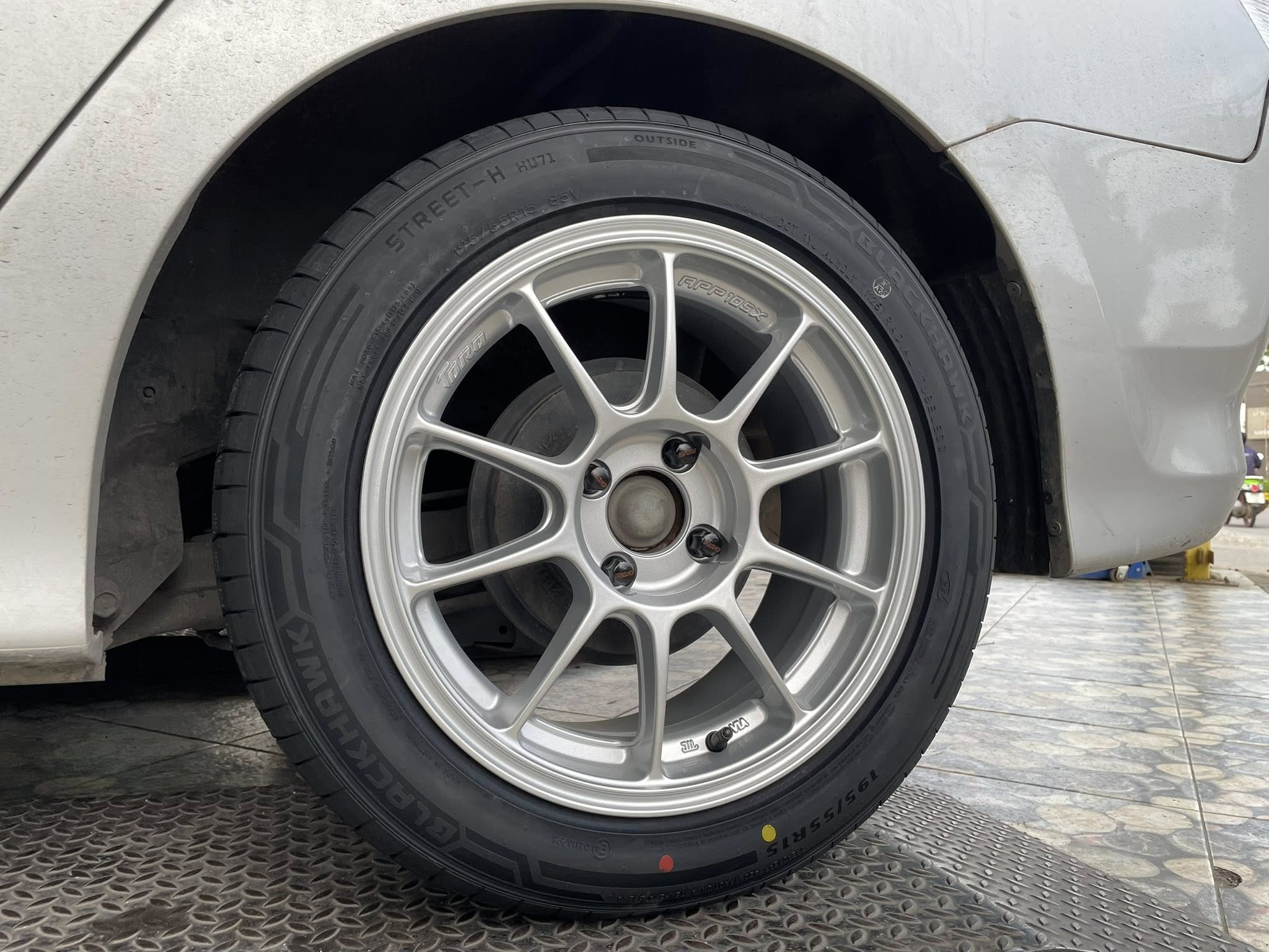 HONDA_CITY 🚘 เปลี่ยนล้อพร้อมยาง 🛞🐘#BLACKHAK_HU71_195/55R15 🛞 #TC105X_15X7 ET35 4X100 SL